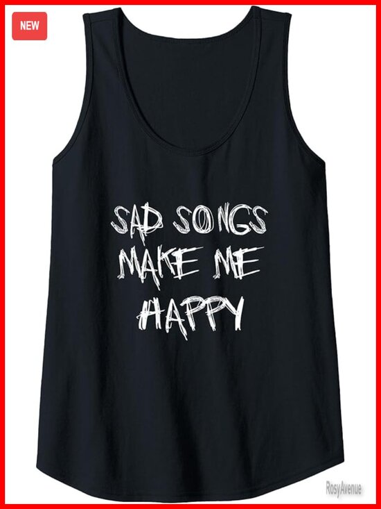 Tops - SAD Songs Make ME Happy Emo Goth Graphic Tank Top
